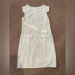 Unbranded White Drop Waist Belted Mini Dress